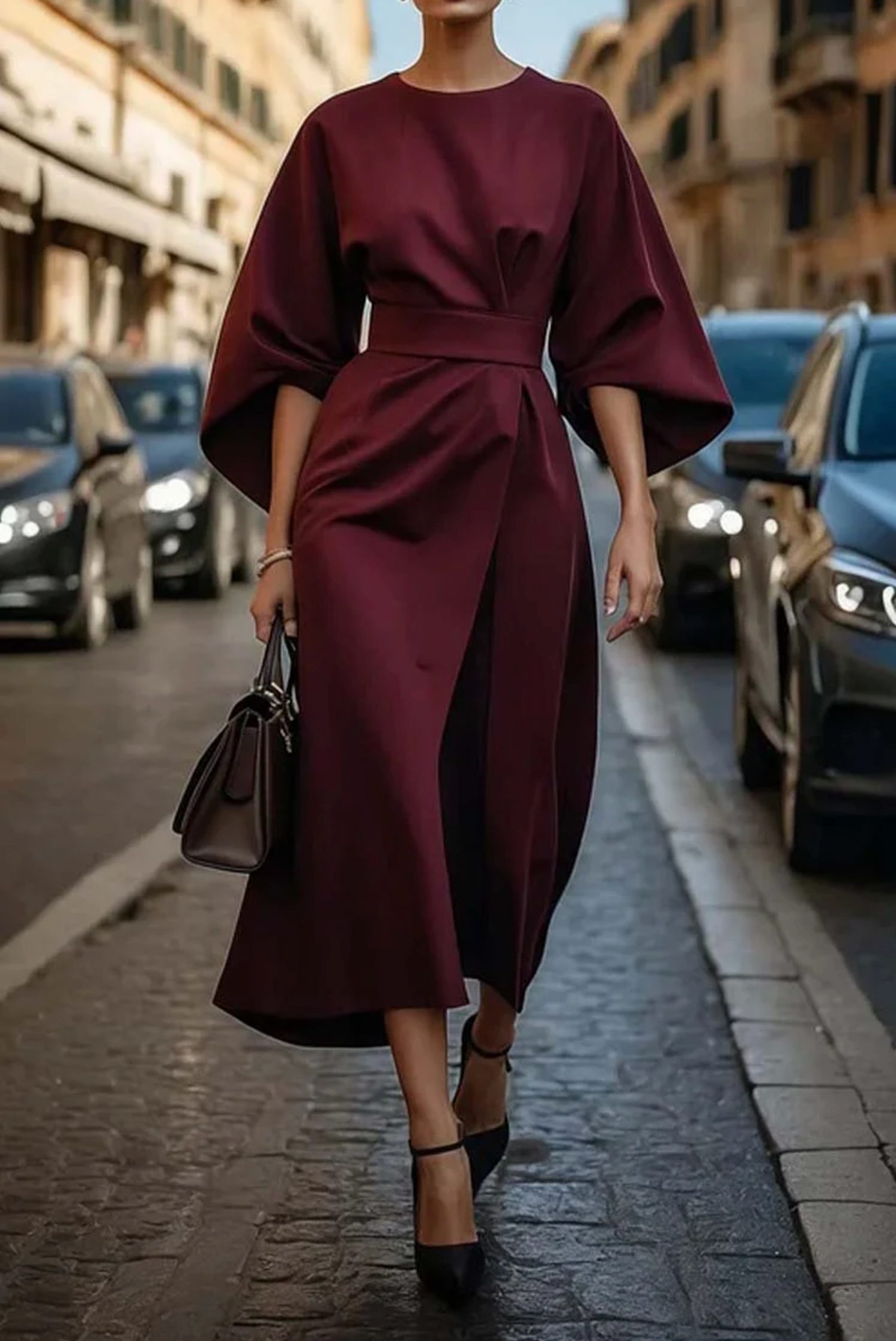 Women's Lantern Sleeve Maxi Dress – Tailored Formal Evening & Wedding Guest Dress