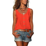 Women's Sleeveless Round Neck Tank Top with Button Details – Casual Summer Top