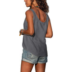 Women's Sleeveless Round Neck Tank Top with Button Details – Casual Summer Top
