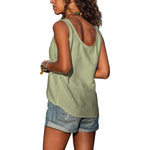 Women's Sleeveless Round Neck Tank Top with Button Details – Casual Summer Top