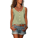 Women's Sleeveless Round Neck Tank Top with Button Details – Casual Summer Top