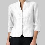Women's Stand Collar Button Up Blouse – Lightweight Airy Shirt for Work and Smart Casual