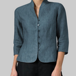 Women's Stand Collar Button Up Blouse – Lightweight Airy Shirt for Work and Smart Casual