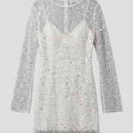 Women's Long Sleeve Mesh Overlay Mini Dress – Embellished Party & Evening Dress
