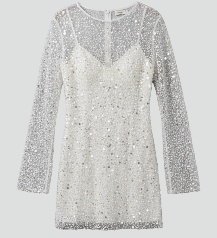 Women's Long Sleeve Mesh Overlay Mini Dress – Embellished Party & Evening Dress