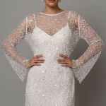 Women's Long Sleeve Mesh Overlay Mini Dress – Embellished Party & Evening Dress