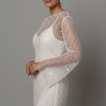 Women's Long Sleeve Mesh Overlay Mini Dress – Embellished Party & Evening Dress