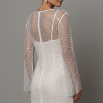 Women's Long Sleeve Mesh Overlay Mini Dress – Embellished Party & Evening Dress