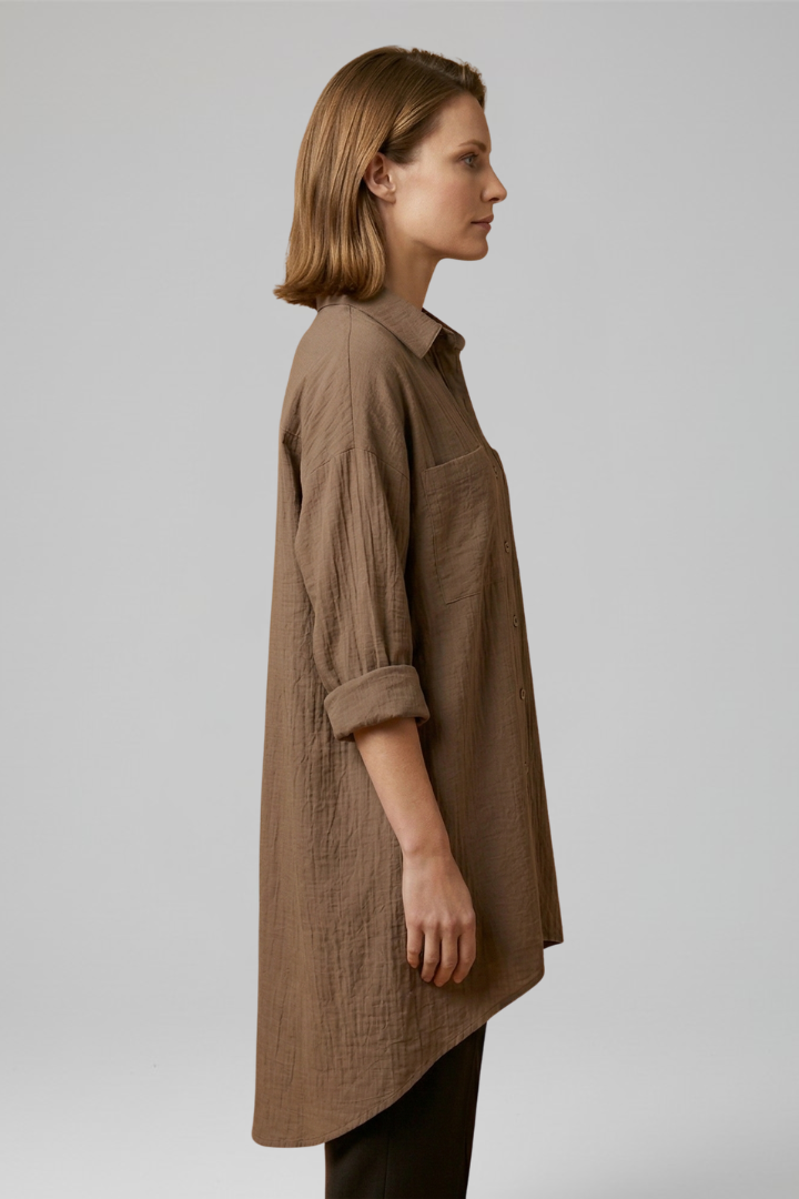 Women's Collared Button-Front Long Sleeve Blouse – Classic Work & Casual Shirt