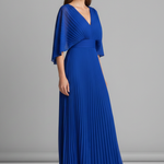 Women's V-Neck Long Sleeve Pleated Maxi Dress – Elegant Wedding Guest & Occasion Dress