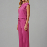 Women's Two-Piece Loungewear Set – Short Sleeve Top & Elastic Waist Shorts with Pockets
