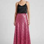 Women's Sequin High Waist Maxi Skirt with Elastic Waistband – Party & Evening Skirt