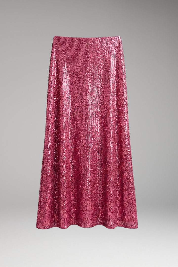 Women's Sequin High Waist Maxi Skirt with Elastic Waistband – Party & Evening Skirt