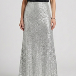 Women's Sequin High Waist Maxi Skirt with Elastic Waistband – Party & Evening Skirt