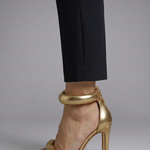Women's Metallic Gold Stiletto Heel Sandals with Padded Ankle Strap – Party & Evening