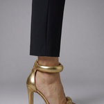 Women's Metallic Gold Stiletto Heel Sandals with Padded Ankle Strap – Party & Evening