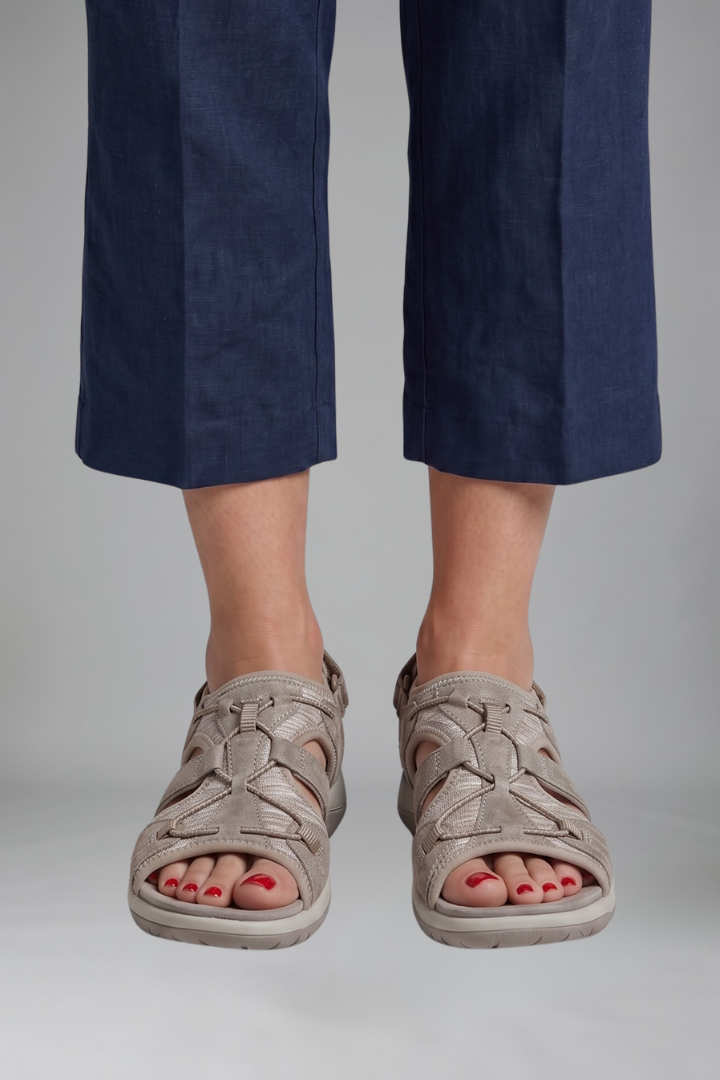 Women's Orthopaedic Sandals with Adjustable Heel Strap – Open-Toe Flat Summer Sandals