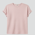 Women's Round Neck Short Sleeve T-Shirt with Textured Finish – Casual Summer Top