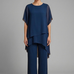 Women's Two Piece Set with Asymmetric Hem Top and Wide Leg Pants – Casual Summer Outfit