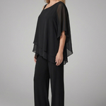 Women's Two Piece Set with Asymmetric Neck Draped Top and Wide Leg Pants – Summer Occasion