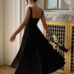 Women's Elegant Black Formal Midi Dress – Evening, Cocktail & Dinner Party Dress