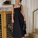 Women's Elegant Black Formal Midi Dress – Evening, Cocktail & Dinner Party Dress