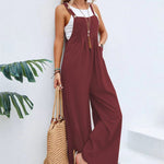 Women's Wide Leg Dungaree Jumpsuit – Relaxed Casual Summer Overalls for Everyday