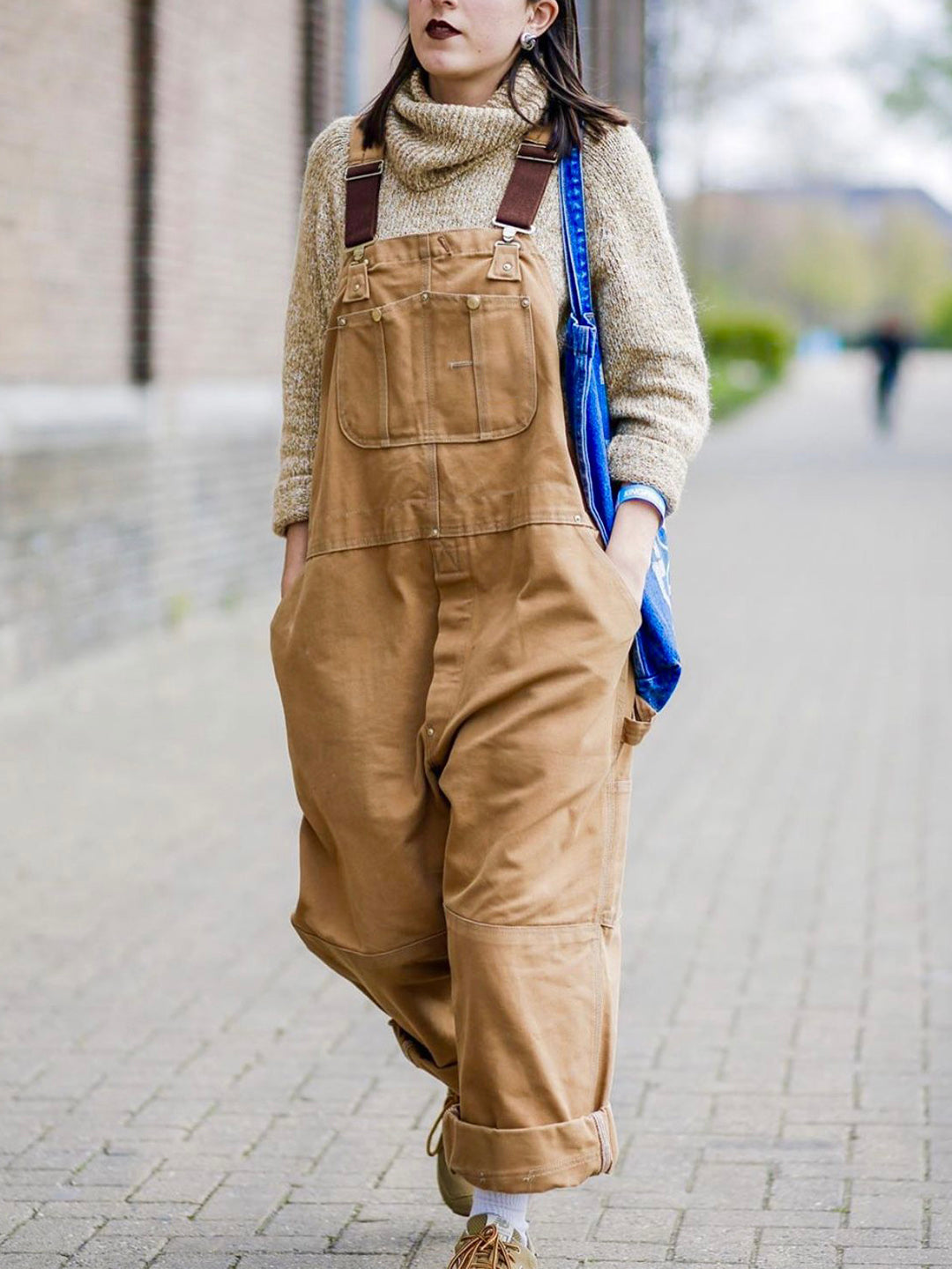 Women's Utility Dungaree Jumpsuit – Casual Workwear-Inspired Overalls with Pockets
