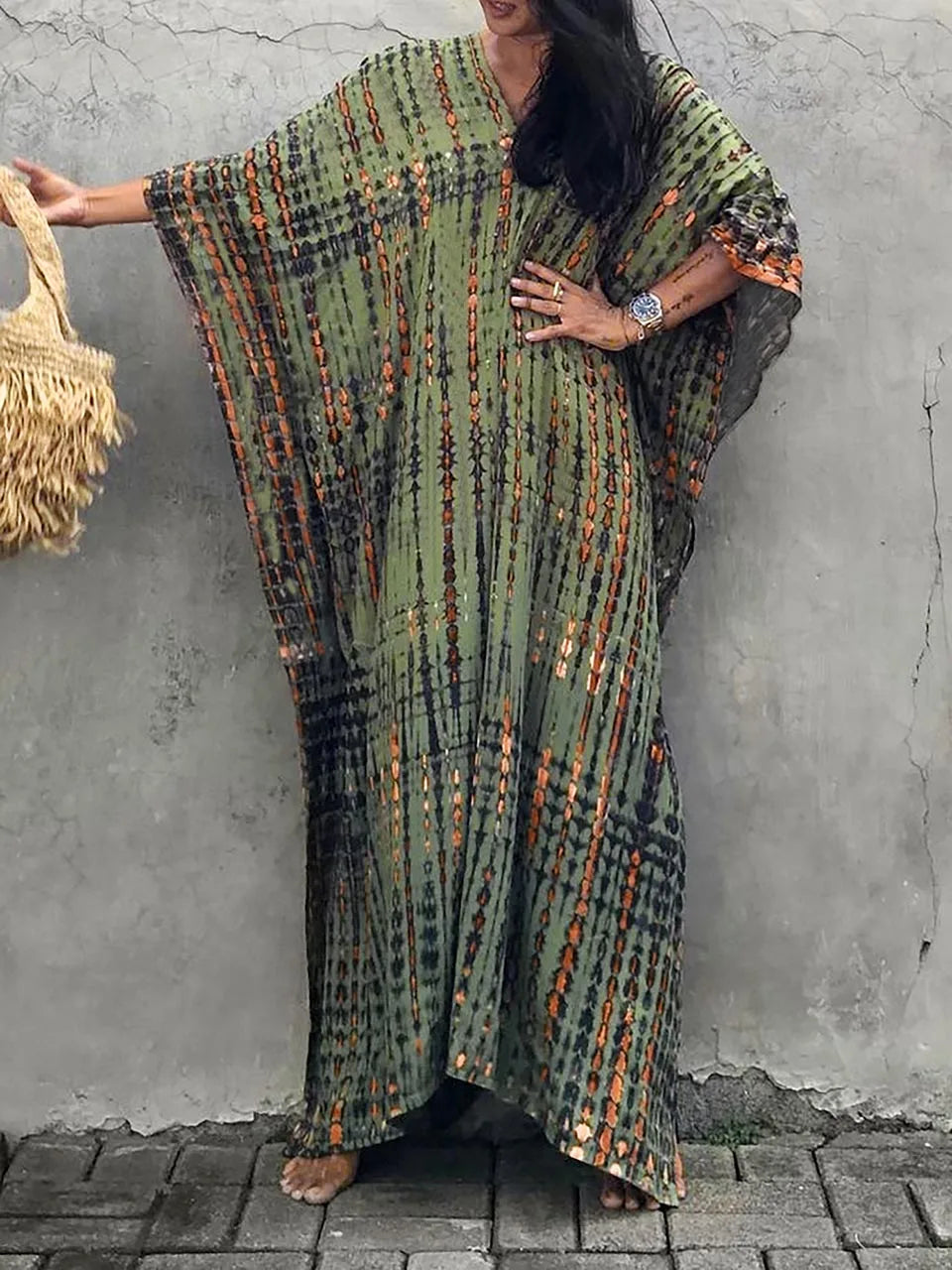 Women's Tie Dye Maxi Dress – Relaxed Boho Long Dress for Summer, Festival and Beach