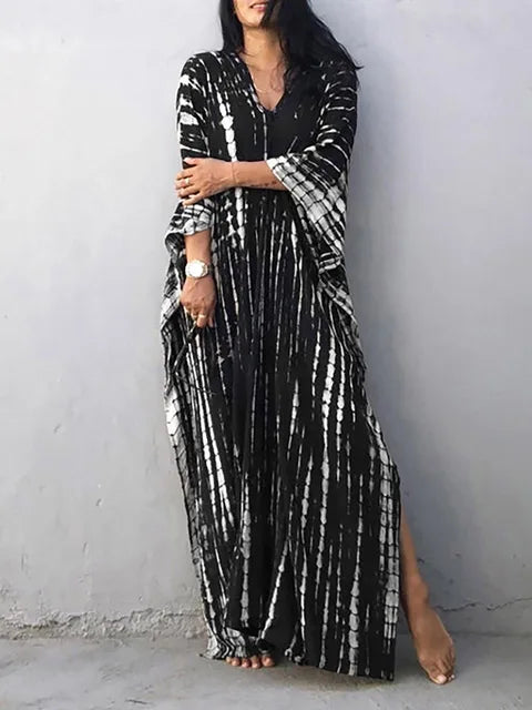 Women's Tie Dye Maxi Dress – Relaxed Boho Long Dress for Summer, Festival and Beach