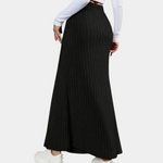 Women's Fitted Long Maxi Skirt with Button Side Slit – Workwear & Evening Skirt