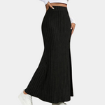 Women's Fitted Long Maxi Skirt with Button Side Slit – Workwear & Evening Skirt