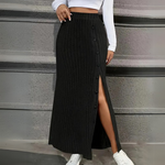 Women's Fitted Long Maxi Skirt with Button Side Slit – Workwear & Evening Skirt