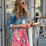 Women's Tiered Maxi Skirt with Mixed Print – Long Boho Skirt for Summer and Holiday