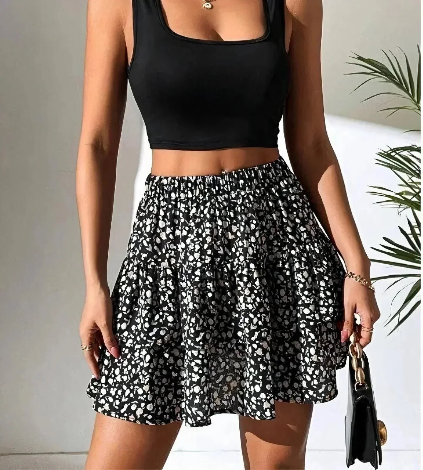 Women's Layered A-Line Mini Skirt – Casual Summer Skirt for Beach & Brunch
