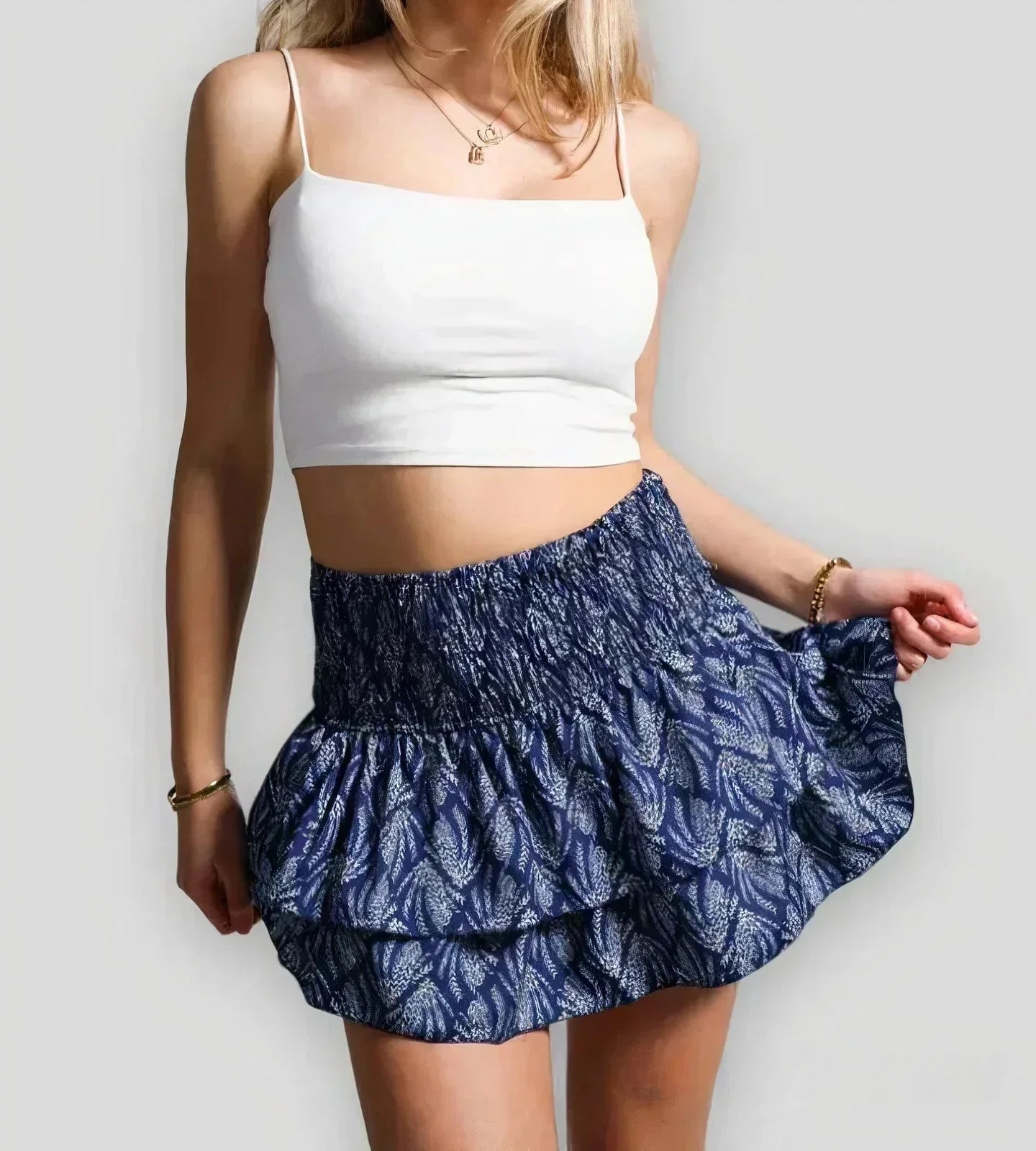 Women's Layered A-Line Mini Skirt – Casual Summer Skirt for Beach & Brunch