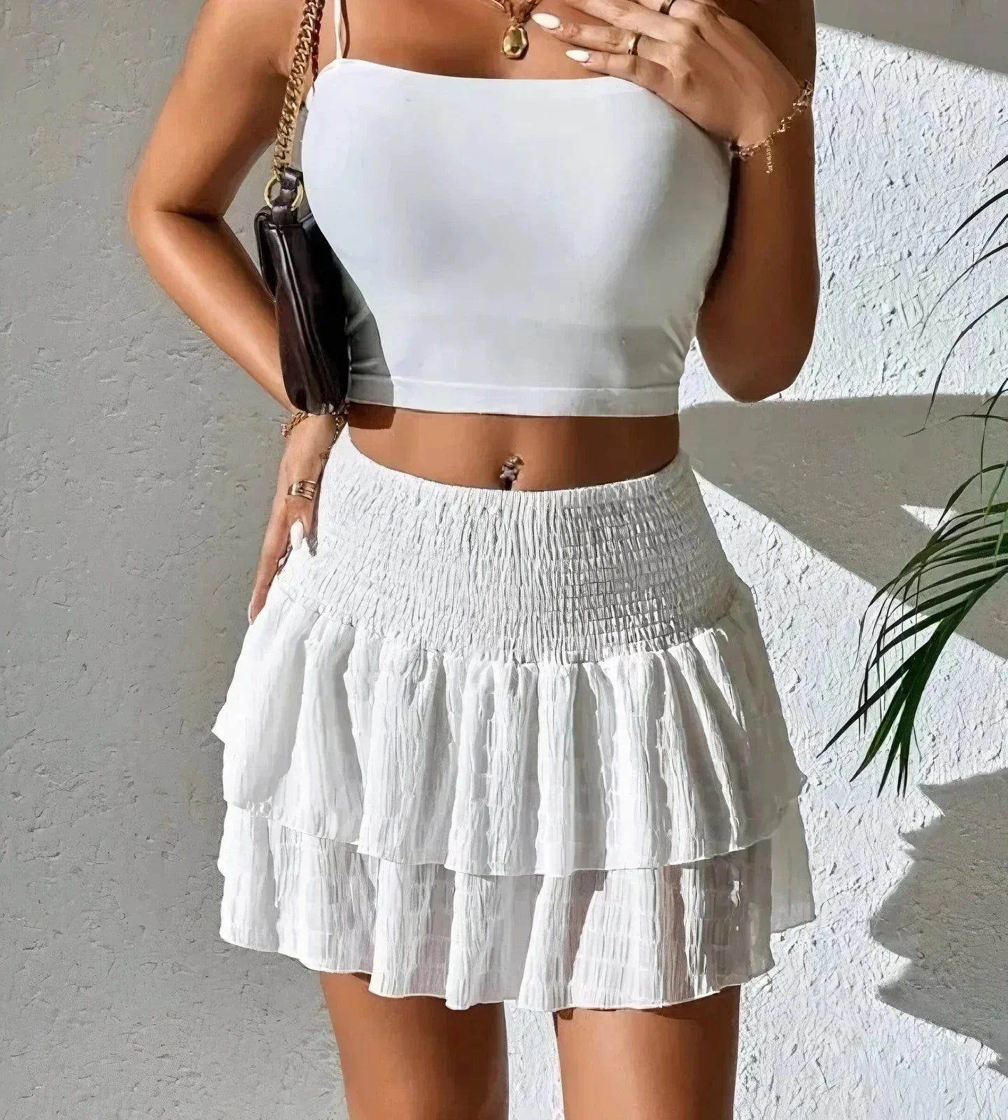 Women's Layered A-Line Mini Skirt – Casual Summer Skirt for Beach & Brunch
