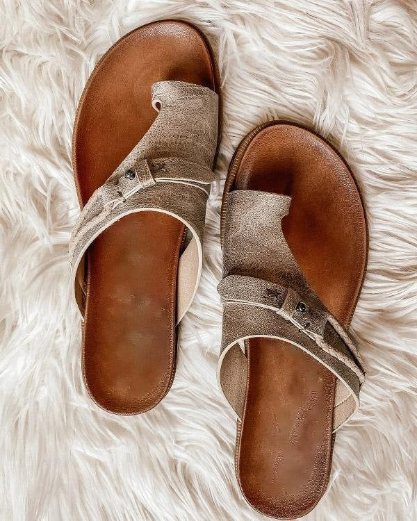 Women's Flat Toe Loop Sandals – Casual Summer Holiday Sandals for Beach & Weekend
