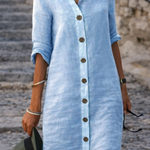 Women's Button Front Half Sleeve Shirt Dress – Casual Everyday Spring & Summer Dress