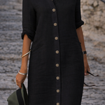 Women's Button Front Half Sleeve Shirt Dress – Casual Everyday Spring & Summer Dress