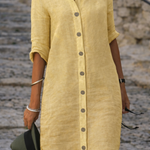 Women's Button Front Half Sleeve Shirt Dress – Casual Everyday Spring & Summer Dress