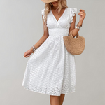 Women's V-Neck Summer Midi Dress – Relaxed Casual Everyday Dress for Holidays