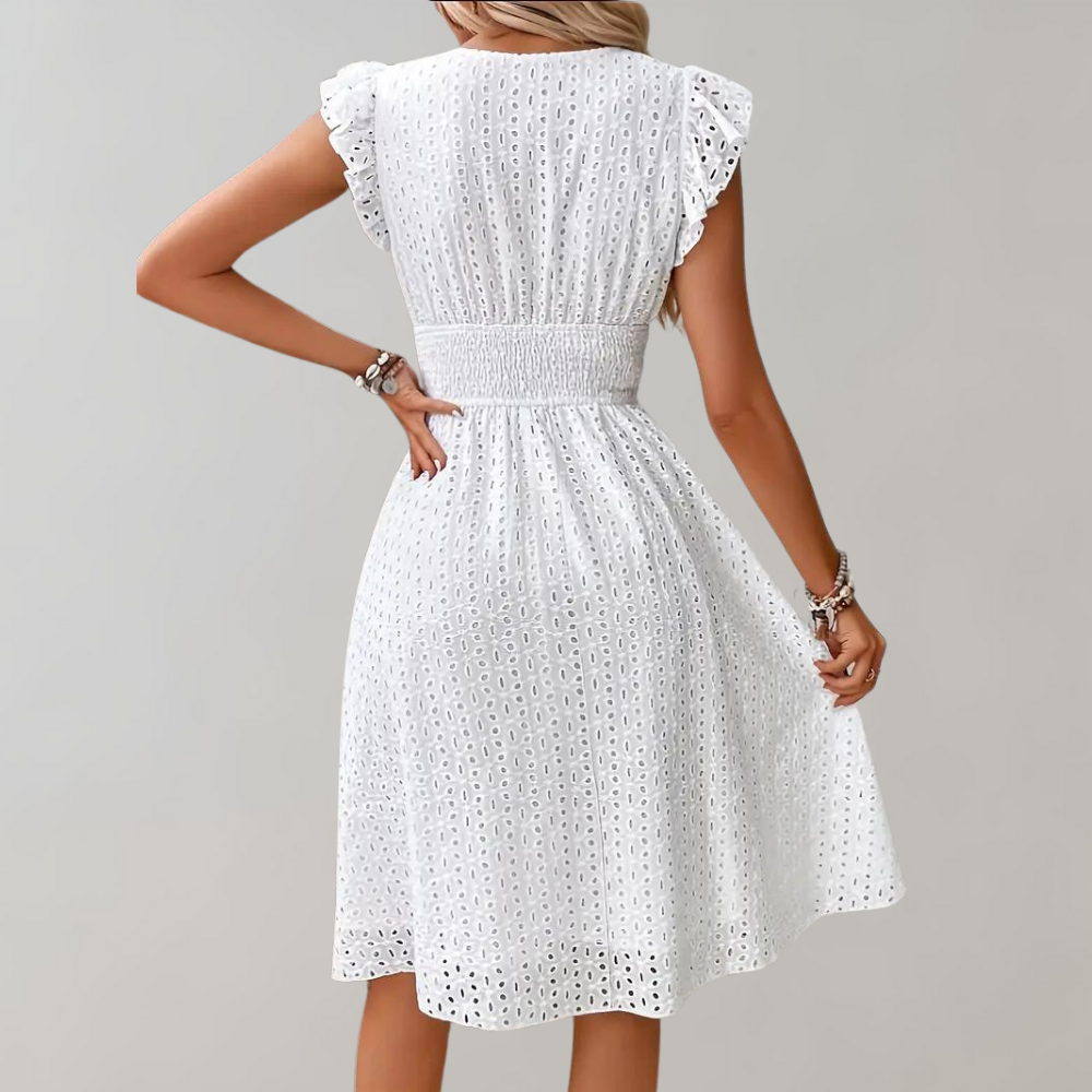 Women's V-Neck Summer Midi Dress – Relaxed Casual Everyday Dress for Holidays