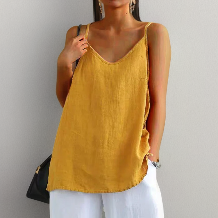 Women's Round Neck Sleeveless Tank Top – Relaxed Fit Casual Summer Cami Top
