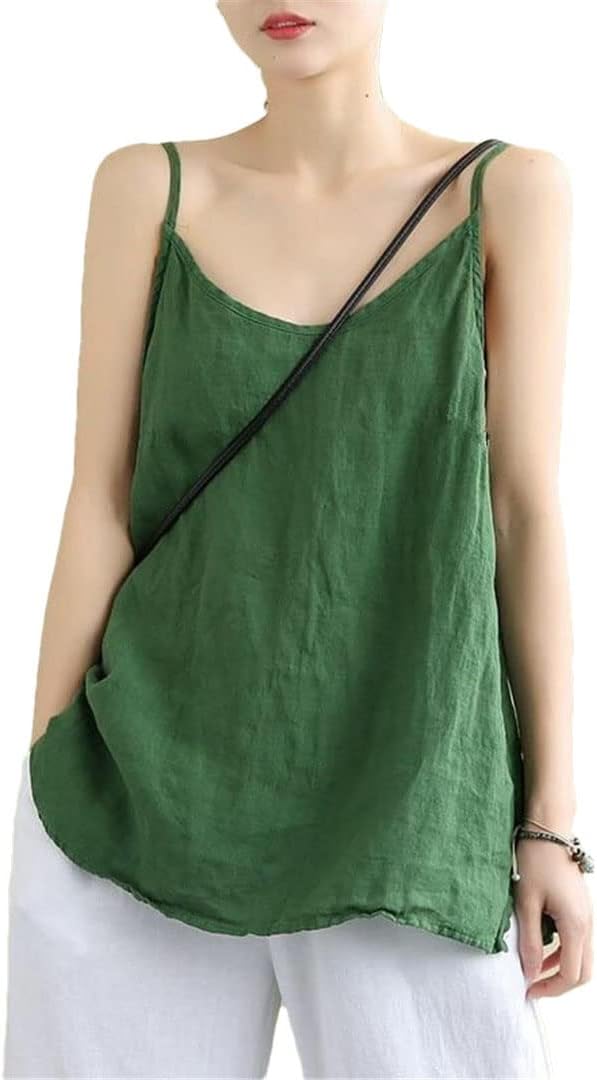 Women's Round Neck Sleeveless Tank Top – Relaxed Fit Casual Summer Cami Top