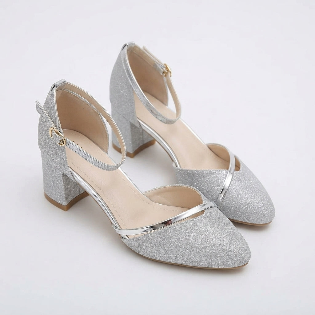 Women's Glitter Block Heel Sandals – Sparkly Party, Wedding Guest and Evening Heels