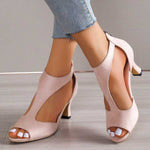 Women's Open Toe Mid Heel Sandals with Ankle Strap – Elegant Work & Evening Heels