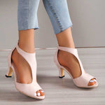 Women's Open Toe Mid Heel Sandals with Ankle Strap – Elegant Work & Evening Heels