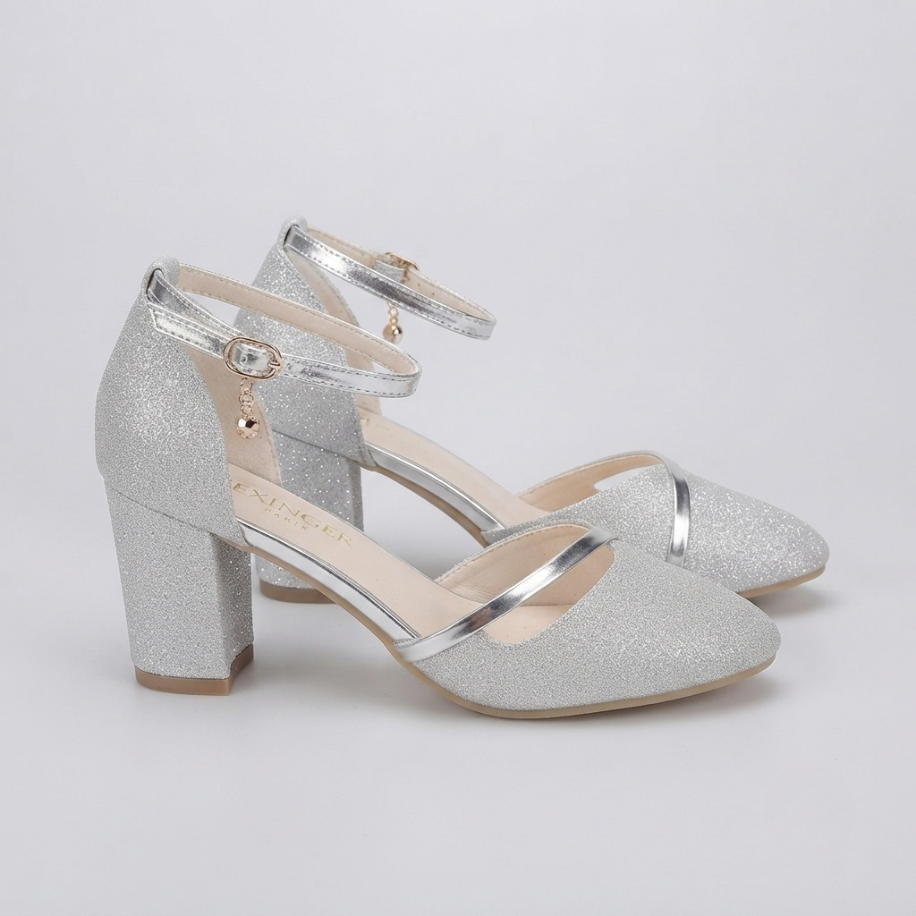 Women's Glitter Block Heel Sandals – Sparkly Party, Wedding Guest and Evening Heels