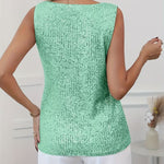Women's Sequin Glitter V-Neck Tank Top – Sparkly Party & Evening Going Out Top